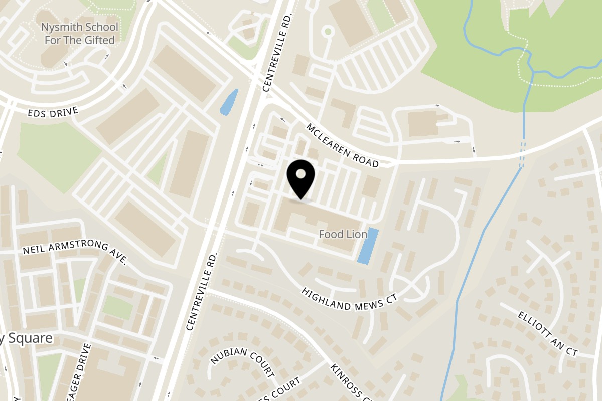 Map showing the location of Super Pho on 3065 Centreville Rd in Herndon